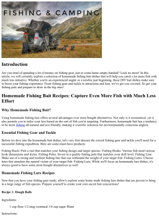 Homemade Fishing Bait Recipes: Capture Even More Fish with Less Effort