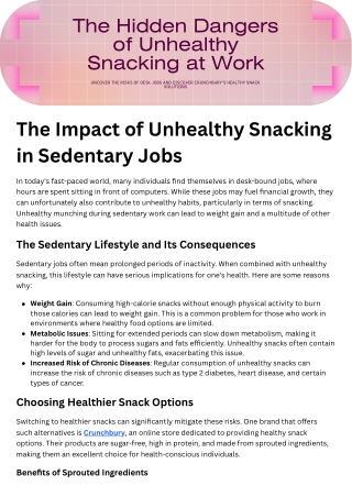 The Impact of Unhealthy Snacking in Sedentary Jobs