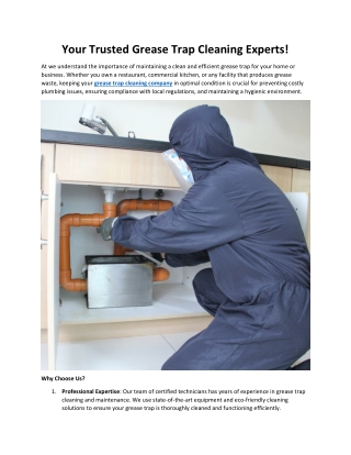 Your Trusted Grease Trap Cleaning Experts!