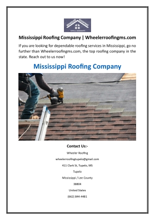 Mississippi Roofing Company  Wheelerroofingms.com