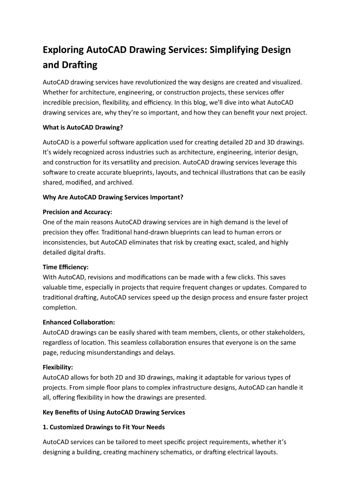 exploring autocad drawing services simplifying
