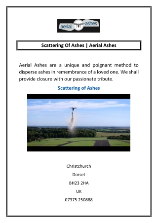 Scattering Of Ashes | Aerial Ashes