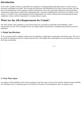 Understanding the ADA Requirements for Urinals in Restrooms
