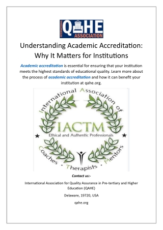 Understanding Academic Accreditation: Why It Matters for Institutions