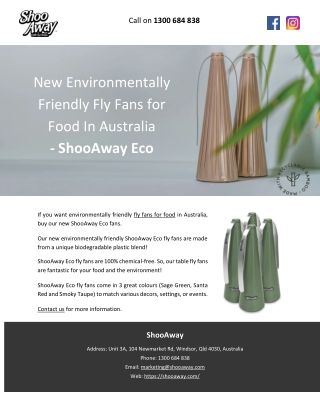 New Environmentally Friendly Fly Fans for Food In Australia - ShooAway Eco