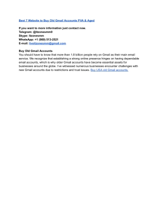Best 7 Website to Buy Old Gmail Accounts PVA & Aged