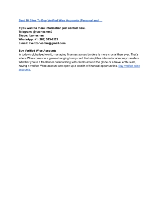 Best 10 Sites To Buy Verified Wise Accounts (Personal and ...
