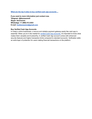 What are the top 5 sites to buy verified cash app accounts ...