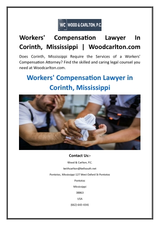 Workers' Compensation Lawyer In Corinth, Mississippi  Woodcarlton.com