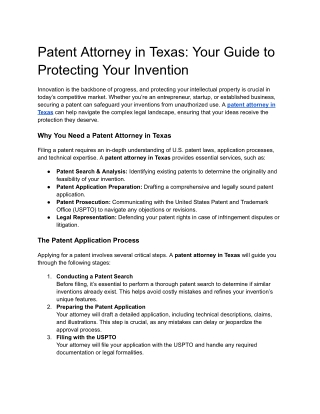 Patent Attorney in Texas- Your Guide to Protecting Your Invention