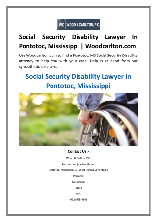 Social Security Disability Lawyer In Pontotoc, Mississippi  Woodcarlton.com