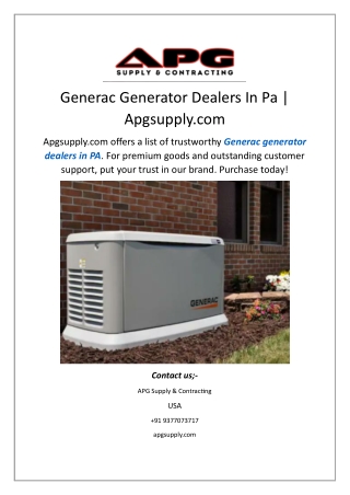 generac generator dealers in pa apgsupply com