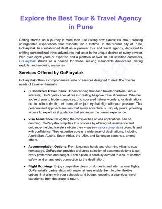 Explore the Best Tour & Travel Agency in Pune