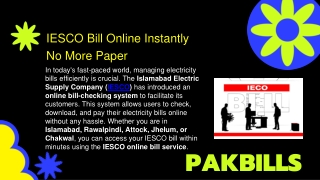 Islamabad Electric Supply Company (IESCO) Electricity Bill