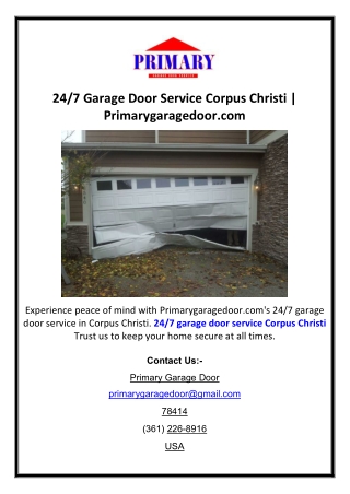 24/7 Garage Door Service Corpus Christi | Primarygaragedoor.com