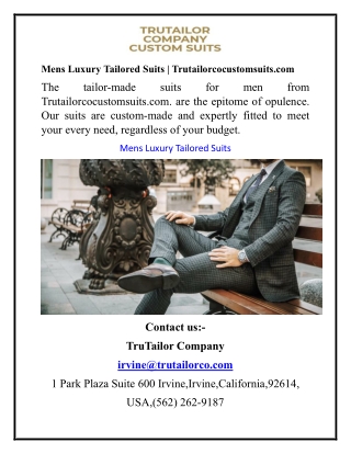 Mens Luxury Tailored Suits  Trutailorcocustomsuits.com