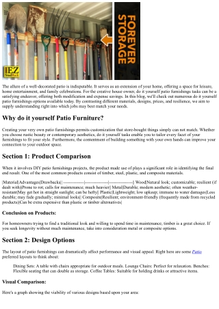 Do It Yourself Patio Furniture Projects for the Imaginative House owner