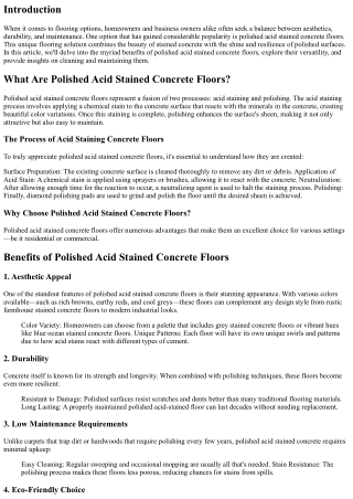 Benefits of Polished Acid Stained Concrete Floors