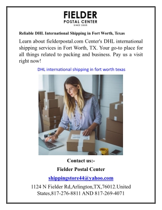 Reliable DHL International Shipping in Fort Worth, Texas