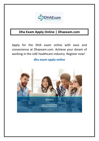 Dha Exam Apply Online | Dhaexam.com