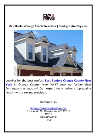 Best Roofers Orange County New York | Dmringcontracting.com