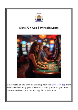 Slots 777 App | Winspinx.com