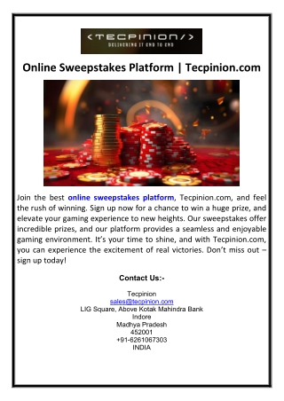 Online Sweepstakes Platform | Tecpinion.com