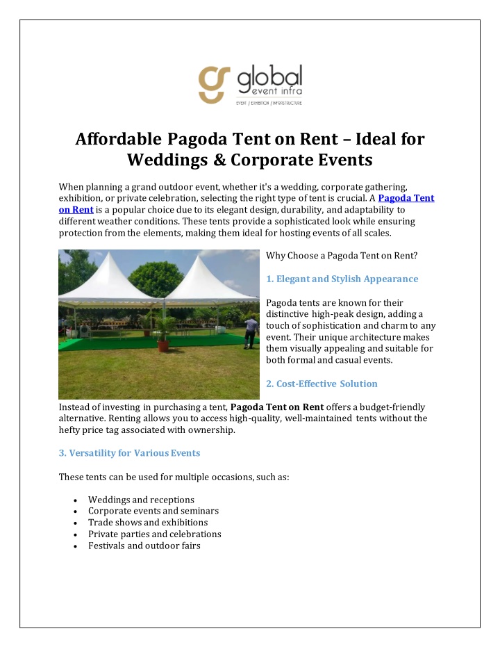 affordable pagoda tent on rent ideal for weddings