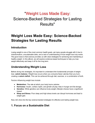 _Weight Loss Made Easy_ Science-Backed Strategies for Lasting Results_