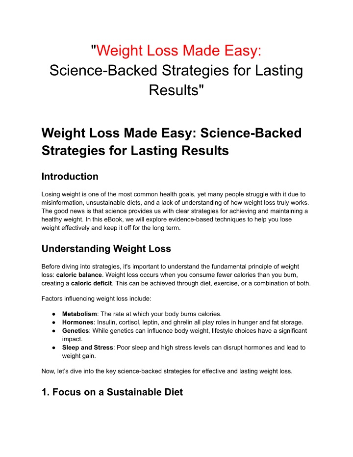 weight loss made easy science backed strategies