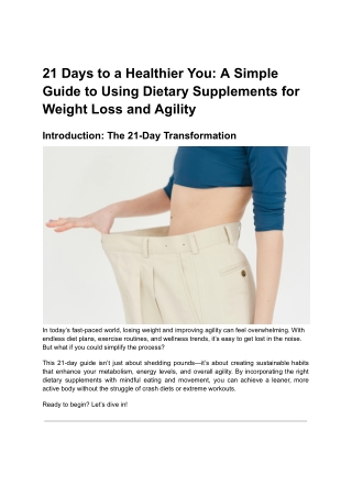 21 days to a healthier you a simple guide