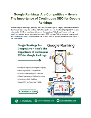 Google Rankings Are Competitive – Here’s The Importance of Continuous SEO for Google Rankings