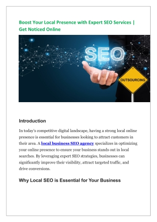 Boost Your Local Presence with Expert SEO Services  Get Noticed Online