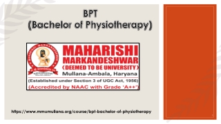 BPT (Bachelor of Physiotherapy)