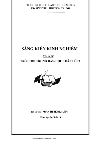 Sáng kiến kinh nghiệm Trò chơi trong dạy-học toán lớp 3