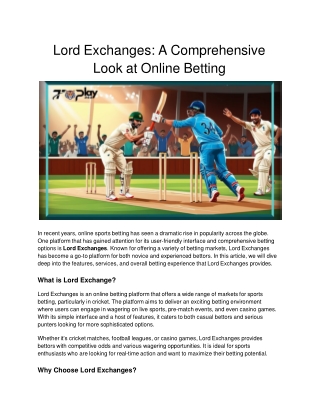 Lord Exchanges_ A Comprehensive Look at Online Betting