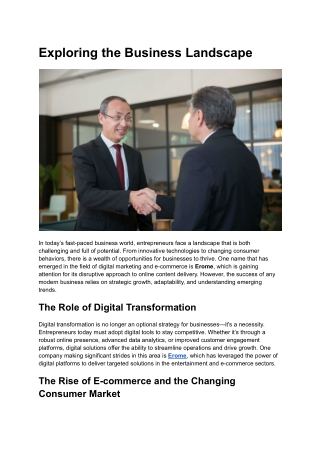 Exploring the Business Landscape