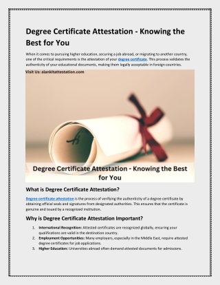 Degree Certificate Attestation - Knowing the Best for You