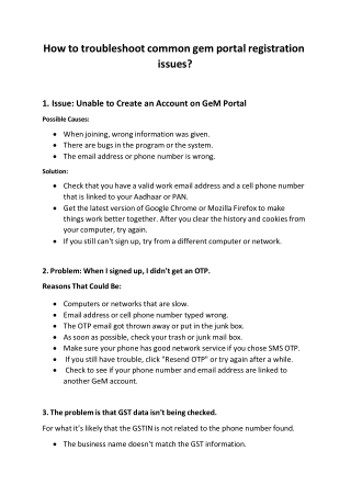 How to troubleshoot common gem portal registration issues