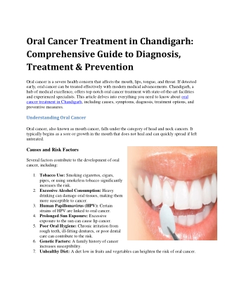 Oral Cancer Treatment in Chandigarh: Comprehensive Guide to Diagnosis, Treatment