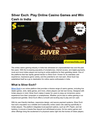 Silver Exch_ Play Online Casino Games and Win Cash in India