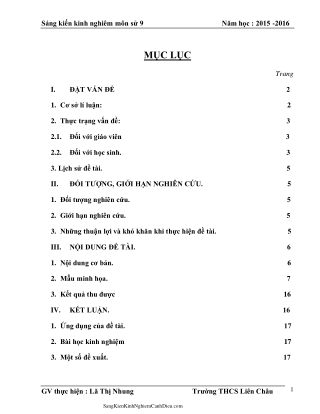 SKKN Sử dụng yếu tố văn học trong việc nâng cao hiệu quả dạy học môn Lịch sử 9