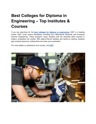 best colleges for diploma in engineering