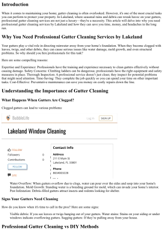 Why You Need Professional Gutter Cleaning Services by Lakeland