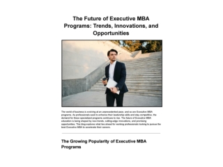 The Future of Executive MBA Programs: Trends, Innovations, and Opportunities