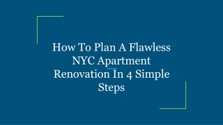 How To Plan A Flawless NYC Apartment Renovation In 4 Simple Steps