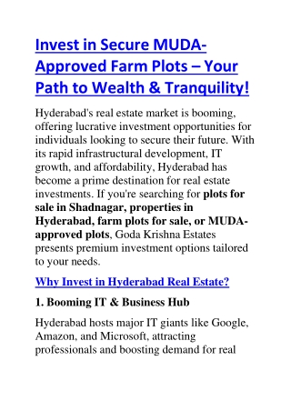 invest in secure muda approved farm plots your path to wealth tranquility