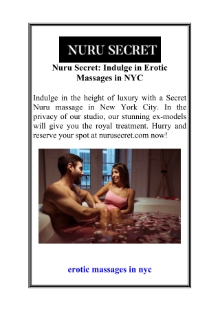 Nuru Secret Indulge in Erotic Massages in NYC