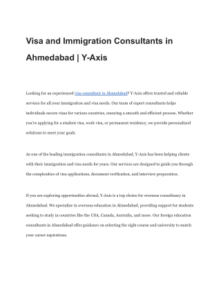 Visa and Immigration Consultants in Ahmedabad