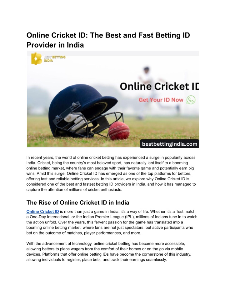 online cricket id the best and fast betting